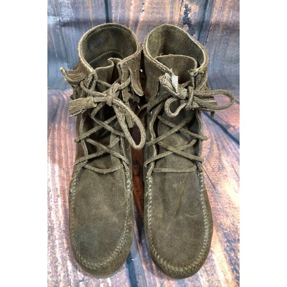 Minnetonka Tramper 428 Brown Suede Ankle Fringe Boots Womens 6 (r5c - Picture 2 of 10